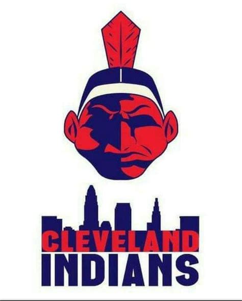 the cleveland indians logo is shown in red, white and blue with an ...