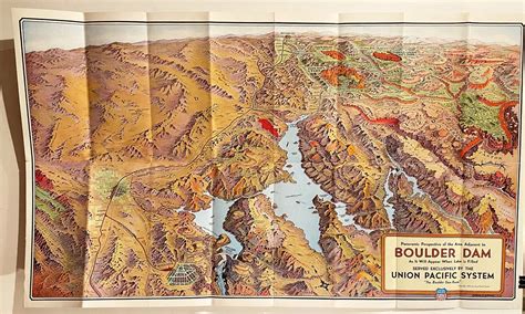 Panoramic Perspective Map of Boulder Dam and Adjacent Area as it Will ...