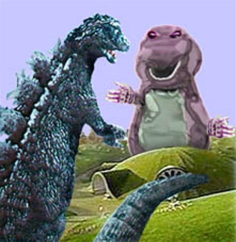 Godzilla vs barney | Godzilla | Know Your Meme