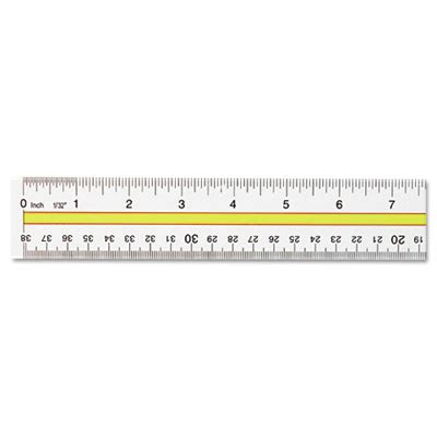 Acrylic Data Highlight Reading Ruler With Tinted Guide, 15" Long, Clear/yellow, RULERS - GoAVM.com