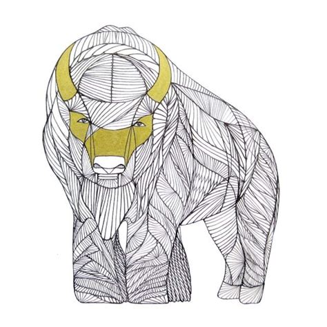 BUFFALO LINE DRAWING Art by Thailan When - Etsy