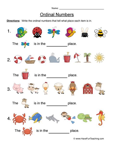 Ordinal Numbers Worksheet 6