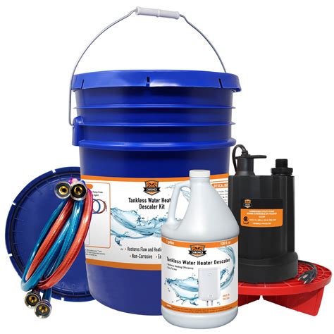 Tankless Water Heater Flush Kit with Gallon Liquid Descaling Solution and 1/6HP Extra Strength ...