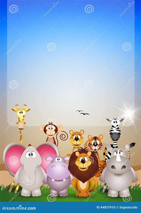 Animals of the Savannah Background Stock Illustration - Illustration of ...