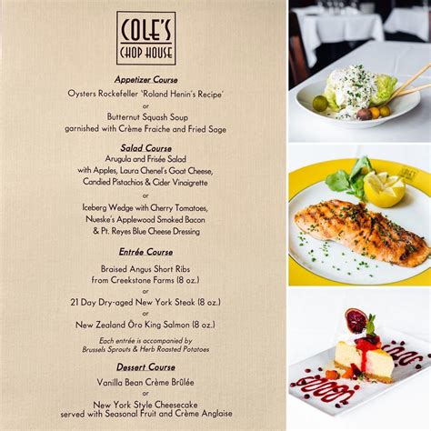 Menu at Cole's Chop House pub & bar, Napa