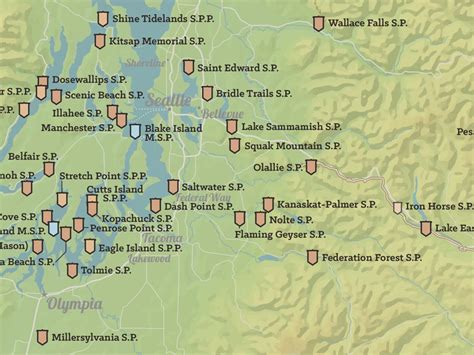 Washington State Parks Map 18x24 Poster | Etsy