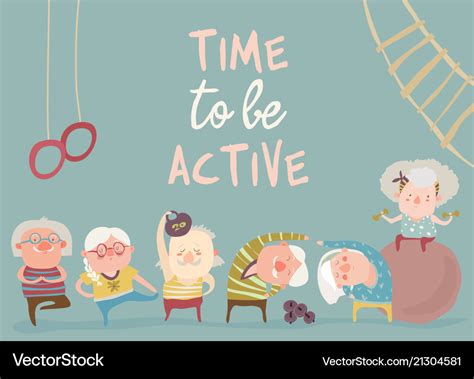 Cartoon elderly people doing exercises Royalty Free Vector