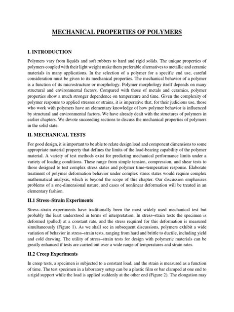 Mechanical Properties of Polymers | PDF | Deformation (Engineering) | Fracture