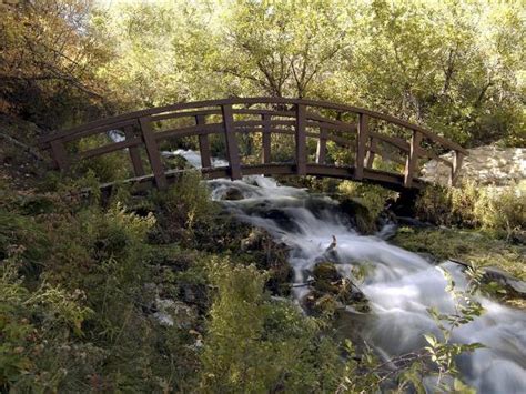 'Wooden Bridge Over a Flowing Stream' Photographic Print | Art.com