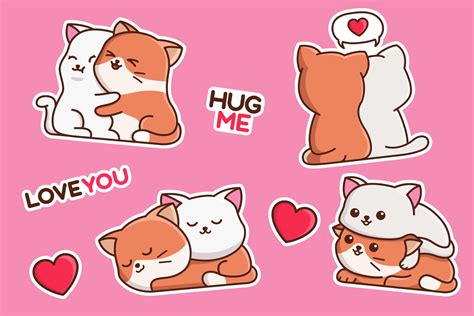 Cute Love Cat Cartoon Sticker 3407684 Vector Art at Vecteezy