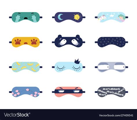 Sleeping masks with cute prints Royalty Free Vector Image