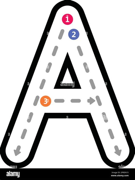 Tracing Alphabet uppercase capital letter A prewriting dotted line ...