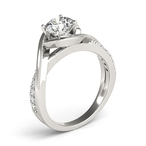 Diamond Bypass Engagement Ring Setting 14k White Gold 0.13ct - Allurez