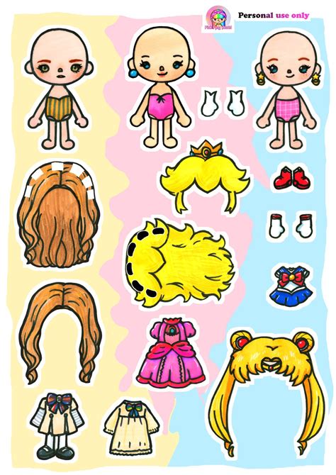 Toca Boca M3gan/ Princess Peach/ Sailor Moon Paper Crafts DIY Printables in 2023 | Paper doll ...