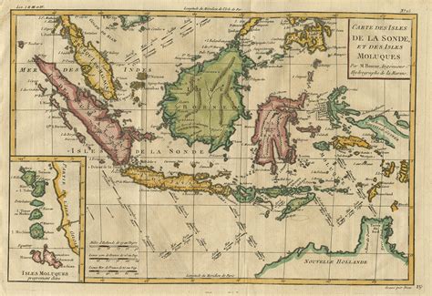 Antique Map of the Indonesian Archipelago by Bonne (1773)