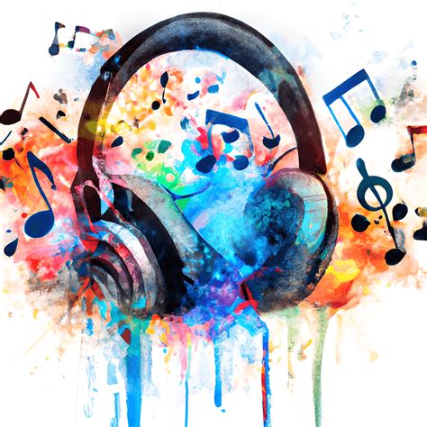 Music Abstract Colorful Painting Watercolor Graphic Headphone ...