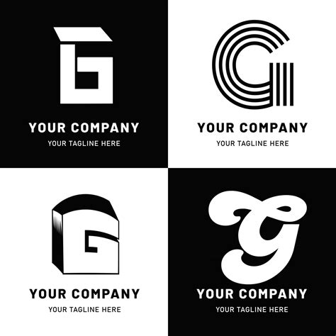 Black and White Letter G Logo Set 2964215 Vector Art at Vecteezy