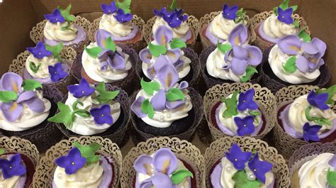 Wisteria and lilac wedding shower cupcakes with lace liners | Wedding ...
