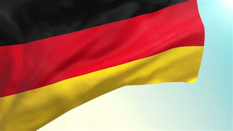 Animation Slow Waving Of German Flag On Sunny Sky. Closeup Waving Flag ...