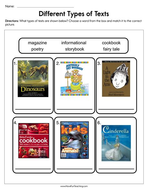 Different Types of Text Worksheet by Teach Simple