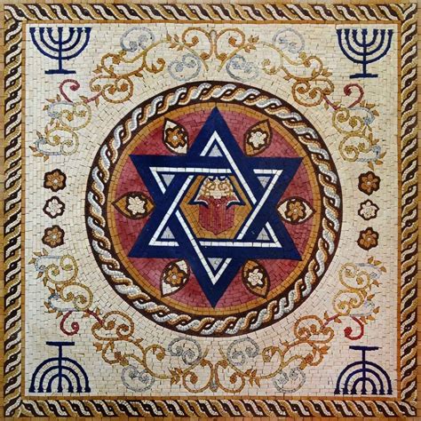 Jewish Symbols Marble Mosaic - World Of Mosaics