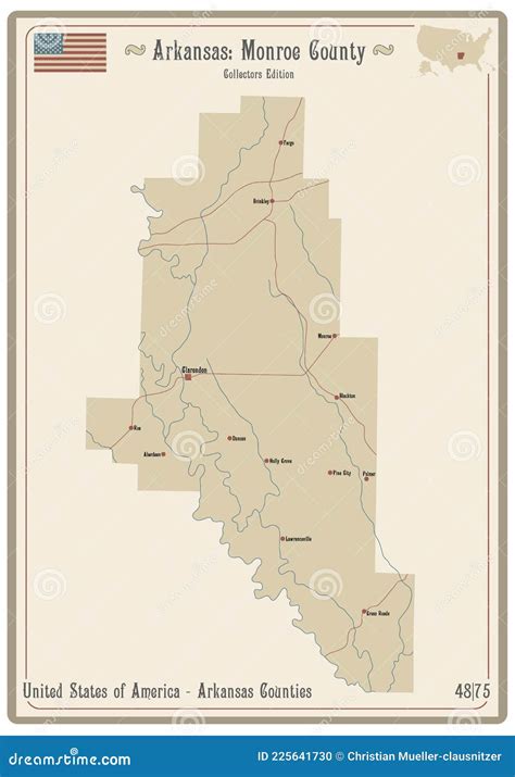 Arkansas, Monroe County Map Cartoon Vector | CartoonDealer.com #96865423