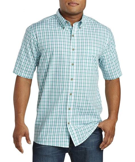 DXL Big and Tall Easy-Care Medium Check Sport Shirt - Green - CE183O2R730 | Sports shirts ...