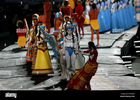 Performers in the opening ceremony, at the opening ceremony of the Olympic Games 2004 in Athens ...