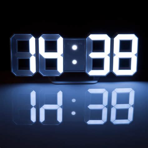 Large 3D LED Wall Desk Clock / 12/24 Hour Digital Display / Alarm