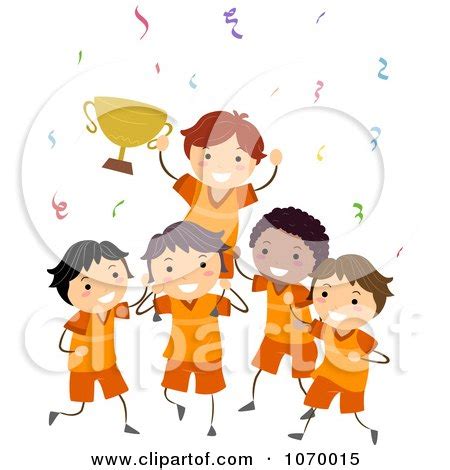 Clipart Boys Sports Team Holding A Trophy - Royalty Free Vector Illustration by BNP Design ...