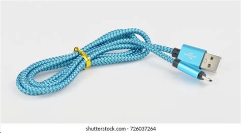 Blue Micro Usb Cable On White Stock Photo 726037264 | Shutterstock