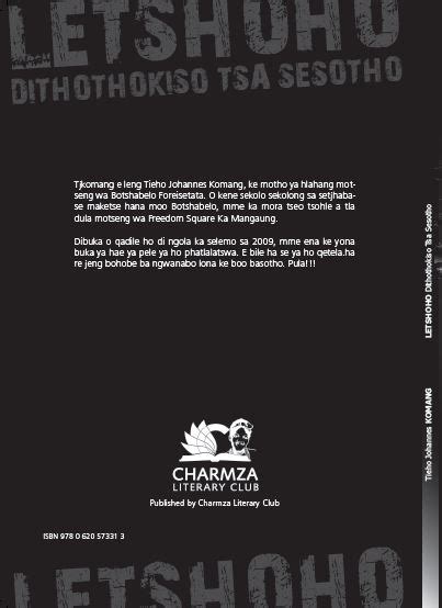 Letshoho Dithothokiso Tsa Sesotho by Tieho Johannes Komang – Charmza Literary Club Publication ...