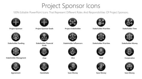 100% Editable Project Sponsor Icons For PowerPoint