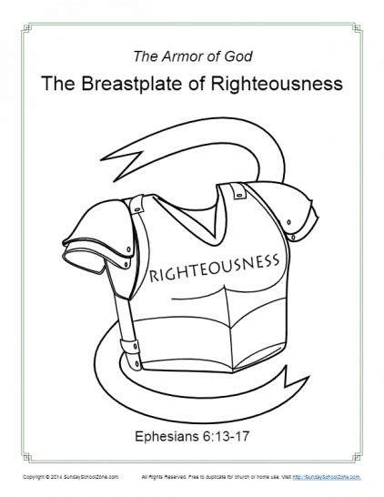 Breastplate of Righteousness Coloring Page | Armor of God for Kids