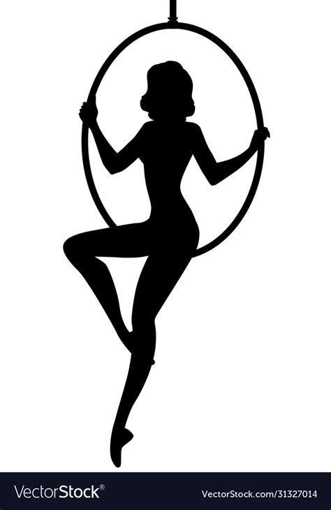 Silhouette woman trapeze artist sitting Royalty Free Vector