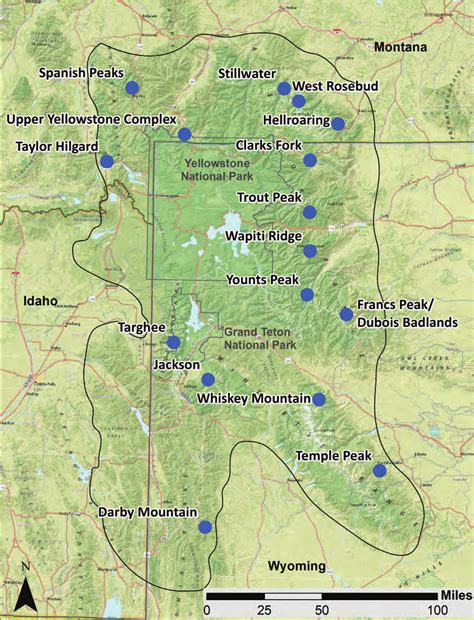 Bighorn sheep population locations and names. Map by Blake Lowrey ...