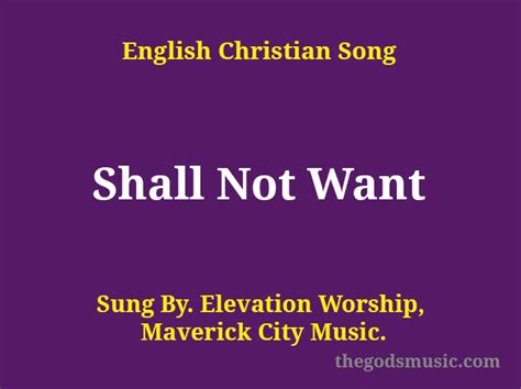 Shall Not Want Song Lyrics - Christian Song Chords and Lyrics