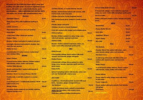 Menu at Red Chillies Indian Cuisine restaurant, Temuka