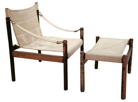 Mid-Century Danish Sling Arm Chair & Ottoman | Chair and ottoman set ...