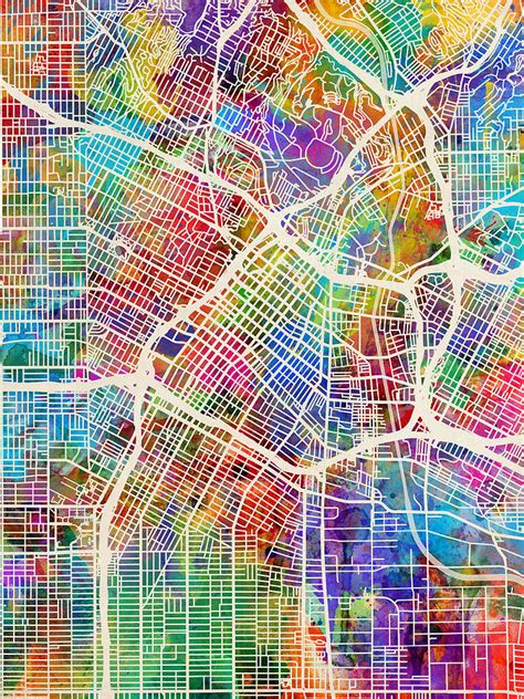 Los Angeles City Street Map Digital Art by Michael Tompsett - Fine Art ...