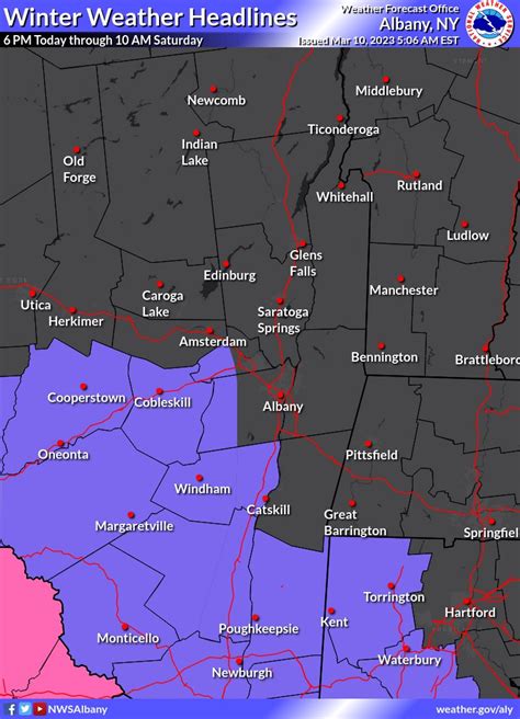 NWS Albany on Twitter: "Winter Weather Advisories expanded slightly ...