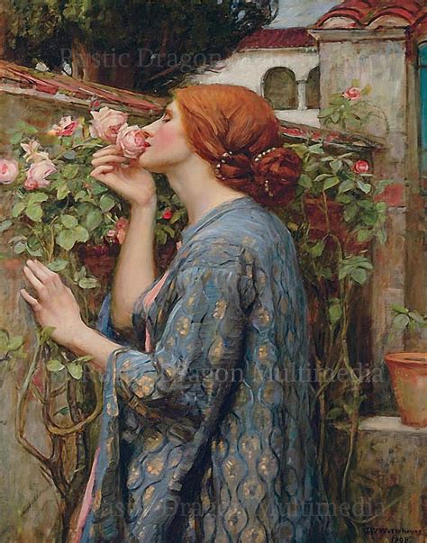 John William Waterhouse my Sweet Rose Woman Smelling a Rose Pink Roses ...