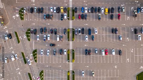 Car parking lot viewed from above, Aerial view. Top view Stock Photo ...