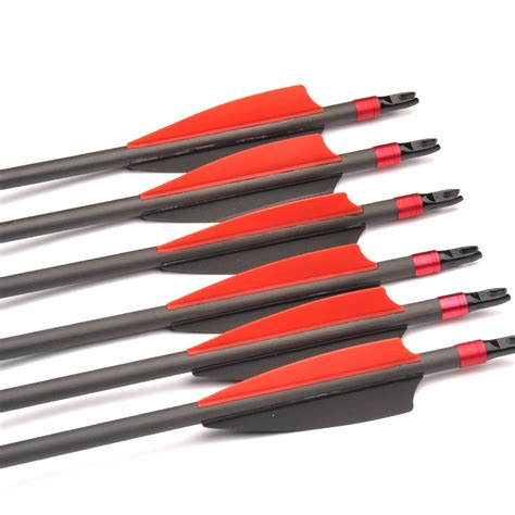 6pc/lot Archery Carbon Arrows spine 340 OD 7.6mm With Changeable Arrowhead nock Can be Turned ...