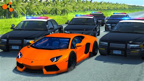 Beamng drive | Police Chase Fails, Accidents, Roadblocks - YouTube