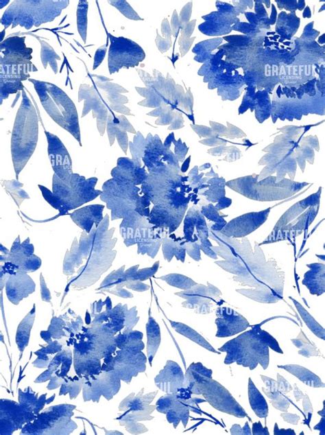 Blue Floral Pattern - Grateful Art Licensing