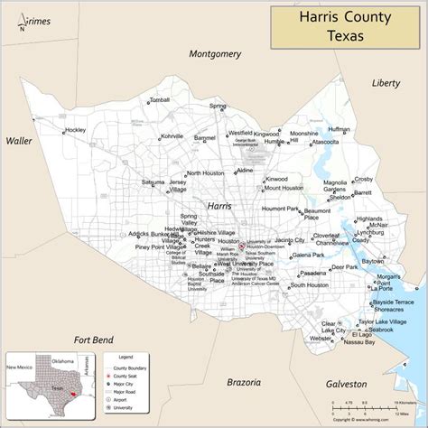 Harris County Map, Texas - Where is Located, Cities, Population ...