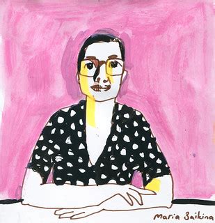 Maria Zaikina, Woman at the table, mixed media on paper | Flickr