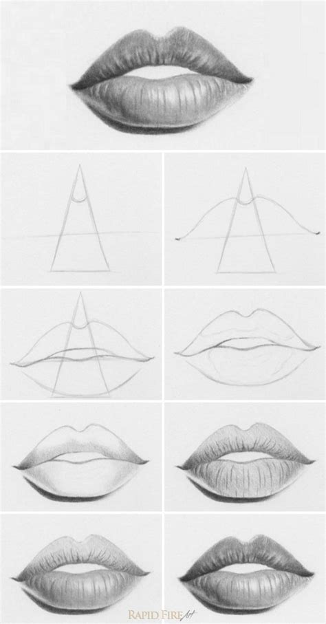 Tutorial: Simple method to draw different types of lips by making just a few changes in step 1 ...