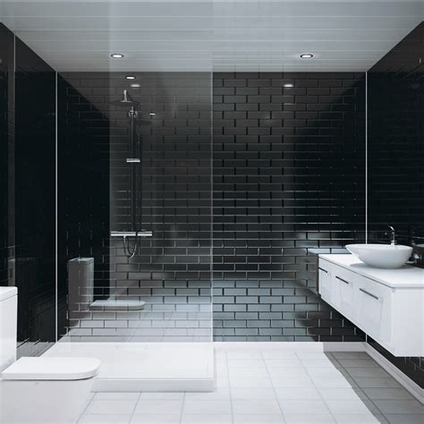 Multipanel Black Vertical Brick Tile 2440mm x 1220mm Bathroom Wall ...